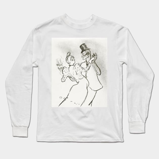 Dancing in the Moulin Rouge by Henri de Toulouse-Lautrec Long Sleeve T-Shirt by Vintage Sketches